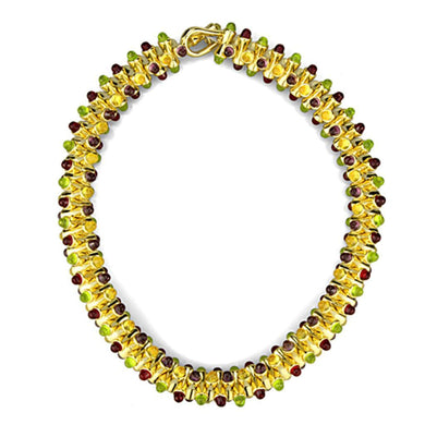 LO3610 Gold Brass Necklace with Synthetic in Multi Color