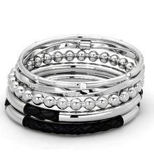 Load image into Gallery viewer, LO3640 - High polished (no plating) Stainless Steel Bangle with AAA Grade CZ  in Clear