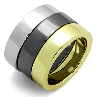 LO3643 - Rhodium+Gold+ Ruthenium Brass Ring with No Stone