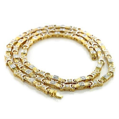 LO364 - Gold+Rhodium Brass Necklace with AAA Grade CZ  in Clear