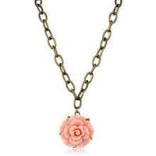 Load image into Gallery viewer, LO3662 - Antique Copper Brass Necklace with Synthetic Synthetic Stone in Rose