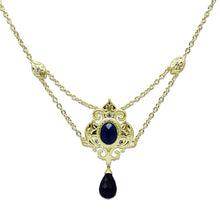 Load image into Gallery viewer, LO3681 - Gold &amp; Brush Brass Chain Pendant with Synthetic Synthetic Glass in Montana