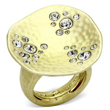 Load image into Gallery viewer, LO3694 - Gold &amp; Brush Brass Ring with Top Grade Crystal  in Clear