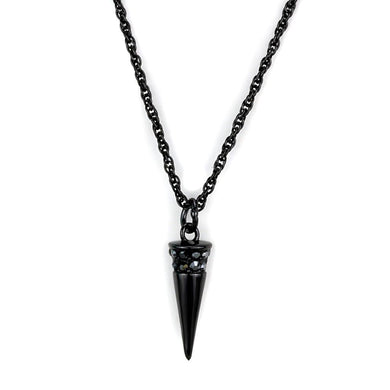 LO3709 - TIN Cobalt Black Brass Chain Pendant with Top Grade Crystal  in Hematite