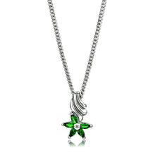 Load image into Gallery viewer, LO3720 Rhodium Brass Chain Pendant with Synthetic in Emerald