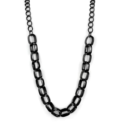 LO3723 - TIN Cobalt Black Brass Necklace with No Stone