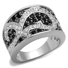 Load image into Gallery viewer, LO3739 - Rhodium + Ruthenium Brass Ring with AAA Grade CZ  in Black Diamond