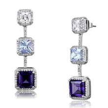 Load image into Gallery viewer, LO3754 - Rhodium Brass Earrings with AAA Grade CZ  in Amethyst