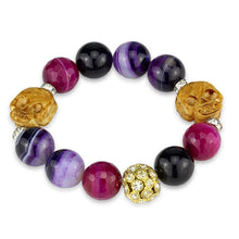 Load image into Gallery viewer, LO3775 - Gold+Rhodium Brass Bracelet with Synthetic Onyx in Multi Color