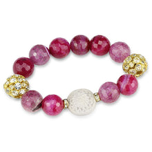 Load image into Gallery viewer, LO3782 - Gold Brass Bracelet with Synthetic Onyx in Fuchsia