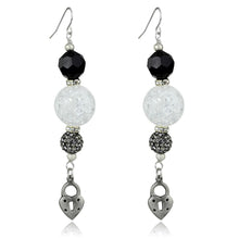 Load image into Gallery viewer, LO3800 - Antique Silver White Metal Earrings with Synthetic Synthetic Glass in Jet