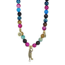 Load image into Gallery viewer, LO3816 - Antique Copper White Metal Necklace with Synthetic Onyx in Multi Color