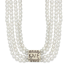 Load image into Gallery viewer, LO3820 - Antique Silver White Metal Necklace with Synthetic Glass Bead in White