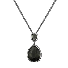 Load image into Gallery viewer, LO3847 - TIN Cobalt Black Brass Chain Pendant with Synthetic Synthetic Glass in Black Diamond