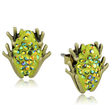 Load image into Gallery viewer, LO3854 - Antique Copper Brass Earrings with Top Grade Crystal  in Peridot