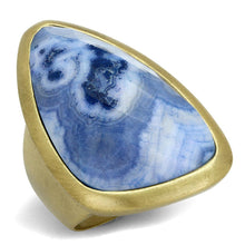 Load image into Gallery viewer, LO3881 - Antique Copper Brass Ring with Synthetic Onyx in Capri Blue