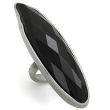 Load image into Gallery viewer, LO3910 - Antique Silver Brass Ring with Synthetic Onyx in Jet