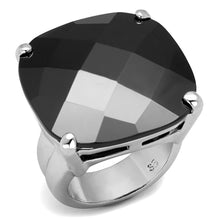 Load image into Gallery viewer, LO3912 - Rhodium Brass Ring with AAA Grade CZ  in Jet