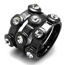 Load image into Gallery viewer, LO3916 - TIN Cobalt Black Brass Ring with Top Grade Crystal  in Clear