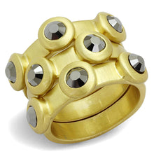 Load image into Gallery viewer, LO3917 - Gold &amp; Brush Brass Ring with Top Grade Crystal  in Hematite