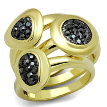 Load image into Gallery viewer, LO3927 - Gold Brass Ring with Top Grade Crystal  in Hematite