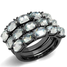 Load image into Gallery viewer, LO3929 - TIN Cobalt Black Brass Ring with Top Grade Crystal  in Black Diamond