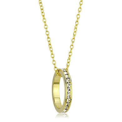 LO3930 - Gold Brass Chain Pendant with Top Grade Crystal  in Clear