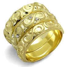 Load image into Gallery viewer, LO3946 - Gold &amp; Brush Brass Ring with Top Grade Crystal  in Clear