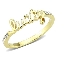 Load image into Gallery viewer, LO3971 - Flash Gold Brass Ring with Top Grade Crystal  in Clear
