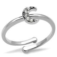 Load image into Gallery viewer, LO4045 - Rhodium Brass Ring with Top Grade Crystal  in Clear