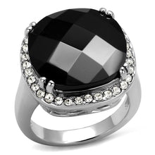 Load image into Gallery viewer, LO4085 - Rhodium Brass Ring with AAA Grade CZ  in Black Diamond