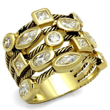 Load image into Gallery viewer, LO4096 - Gold Brass Ring with AAA Grade CZ  in Clear