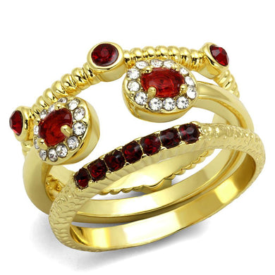 LO4116 - Gold Brass Ring with Top Grade Crystal  in Siam