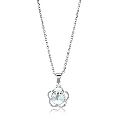 LO4143 - Rhodium Brass Chain Pendant with AAA Grade CZ  in Clear