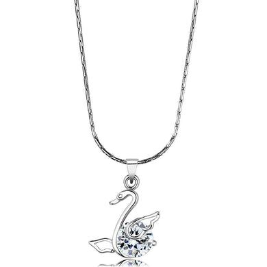 LO4155 - Rhodium Brass Chain Pendant with AAA Grade CZ  in Clear