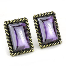 Load image into Gallery viewer, LO4178 - Antique Copper Brass Earrings with AAA Grade CZ  in Amethyst