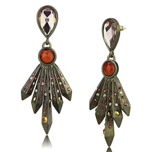 Load image into Gallery viewer, LO4180 - Antique Copper Brass Earrings with Synthetic Synthetic Glass in Champagne