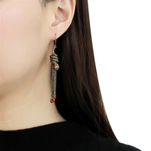 Load image into Gallery viewer, LO4181 - Antique Copper Brass Earrings with AAA Grade CZ  in Garnet