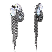 Load image into Gallery viewer, LO4191 - TIN Cobalt Black Brass Earrings with AAA Grade CZ  in Clear
