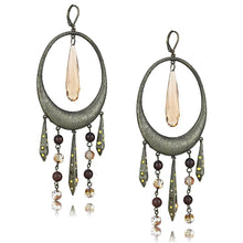 Load image into Gallery viewer, LO4192 - Antique Copper Brass Earrings with Synthetic Synthetic Glass in Champagne