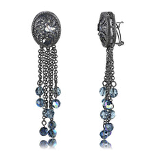 Load image into Gallery viewer, LO4199 - TIN Cobalt Black Brass Earrings with AAA Grade CZ  in Clear