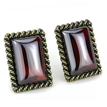 Load image into Gallery viewer, LO4203 - Antique Copper Brass Earrings with AAA Grade CZ  in Garnet