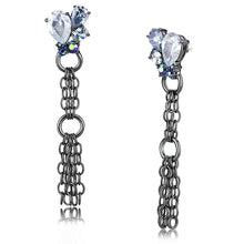 Load image into Gallery viewer, LO4204 - TIN Cobalt Black Brass Earrings with AAA Grade CZ  in Clear