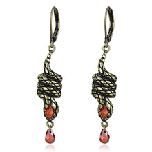 Load image into Gallery viewer, LO4205 - Antique Copper Brass Earrings with AAA Grade CZ  in Garnet
