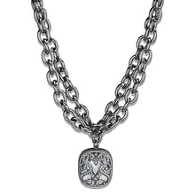 Load image into Gallery viewer, LO4207 - TIN Cobalt Black Brass Necklace with AAA Grade CZ  in Clear