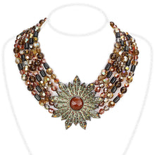 Load image into Gallery viewer, LO4210 - Antique Copper Brass Necklace with Synthetic Onyx in Garnet