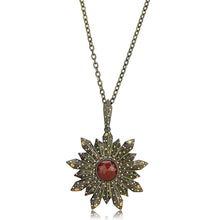Load image into Gallery viewer, LO4219 - Antique Copper Brass Necklace with Synthetic Onyx in Red Series