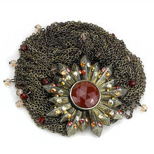 Load image into Gallery viewer, LO4224 - Antique Copper Brass Bracelet with Synthetic Onyx in Garnet