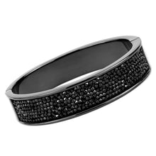 Load image into Gallery viewer, LO4286 - IP Black(Ion Plating) Brass Bangle with Top Grade Crystal  in Jet