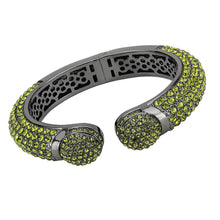 Load image into Gallery viewer, LO4314 - TIN Cobalt Black Brass Bangle with Top Grade Crystal  in Peridot